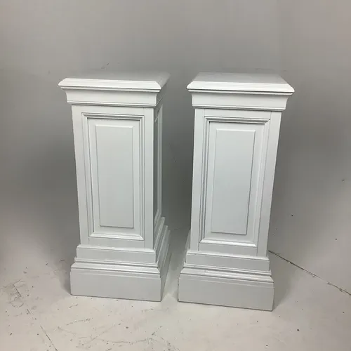 White Pillar Block Plinth 80.5cm x 32.5cm x 32.5cm (2 Available)