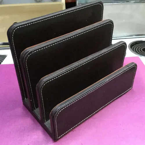 Brown faux leather Osco letter holder