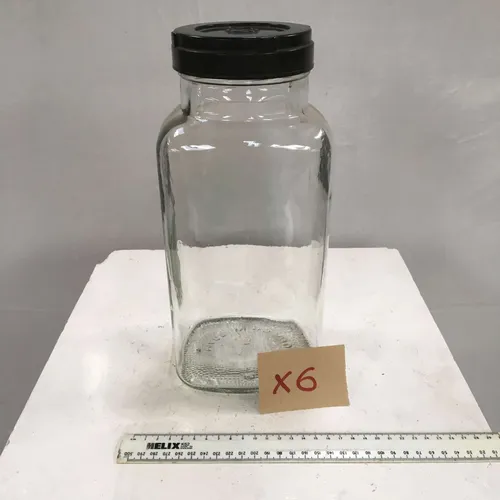 Tall Glass Storage Jar with Black Plastic Lid