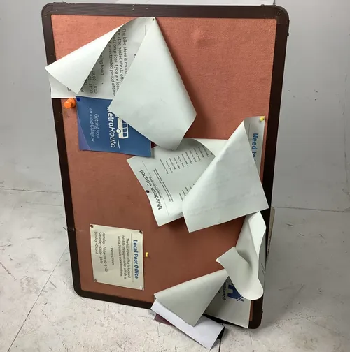 Brown Plastic Pinboard Notice Board with Fabric Covered Cork Board