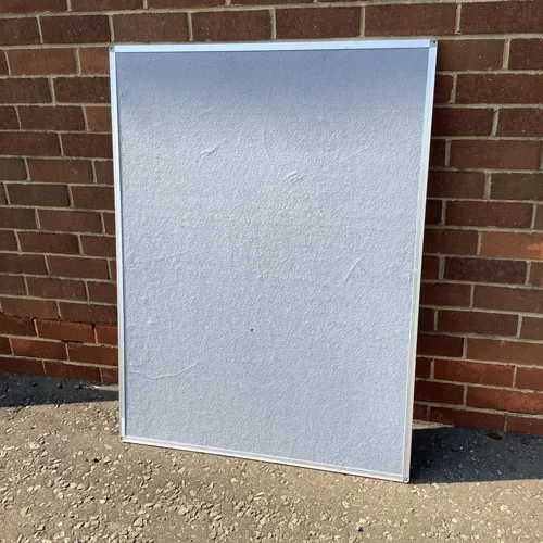 Grey Felt Notice Board with Silver Frame (Approx 120cm x 90cm)