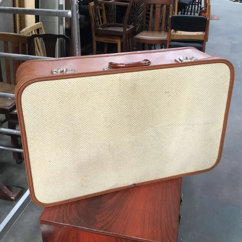 Period Cream & Brown Suitcase