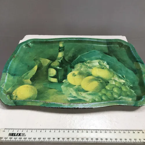 Period Metal Green Still Life Image Tray