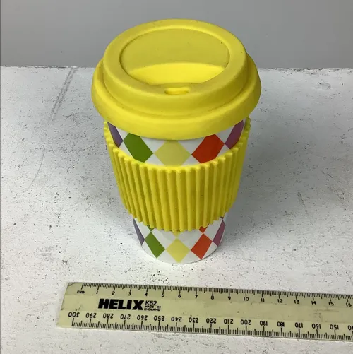 Yellow and White Colourful Argyle Travel Cup / Mug