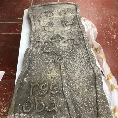 Tall Fake Celtic Gravestone (Celtic Cross and “rge oba” engraving)