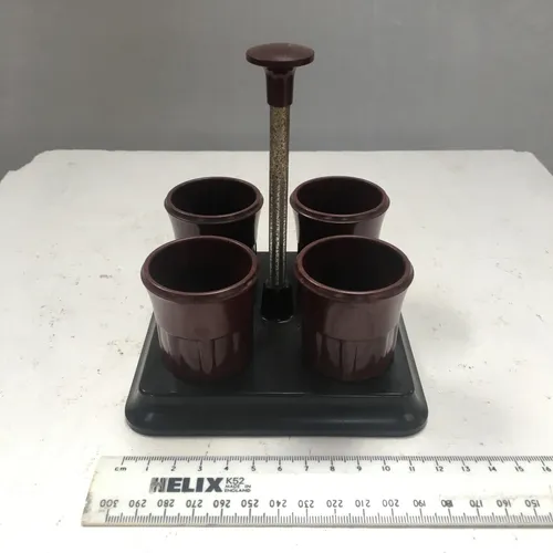 1930s Art Deco Brown Bakelite Egg Cup Set on Stand
