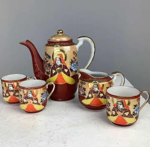 Red and Gold China Tea Set