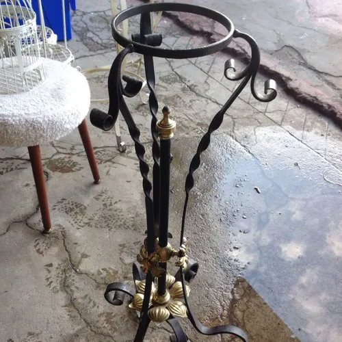 black metal plant holder ornate decorative gold garden