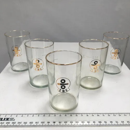 Set of 5 'ZBC' glasses gold rim