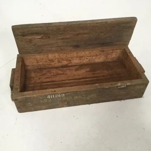 Period Wood Lidded Ammunition / Ammo Storage Box with Rope Handle