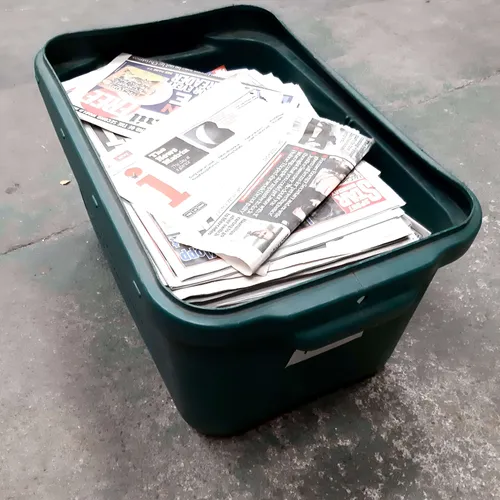 Crate / box of newspapers