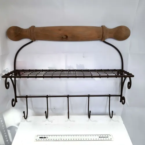 Kitchen wall hanging rack with rolling pin design