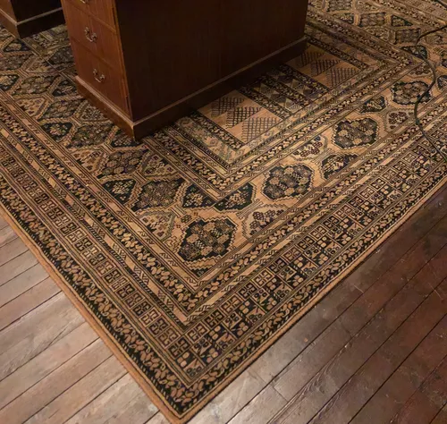 Brown and Black Geometric Rug