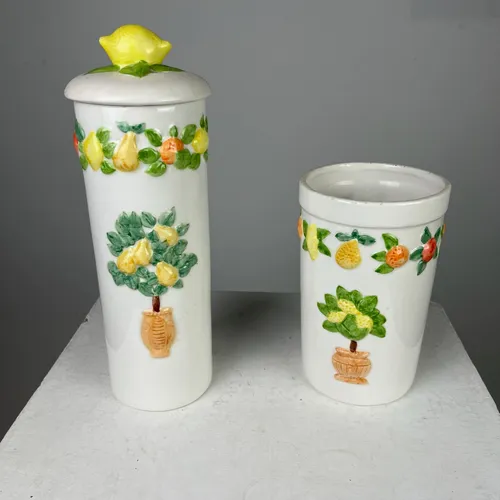 Rayware Country Kitchen Tall Storage Jars with Lemon Tree Design