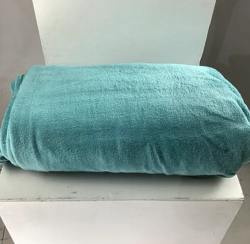 Fluffy fleece blue curtains 