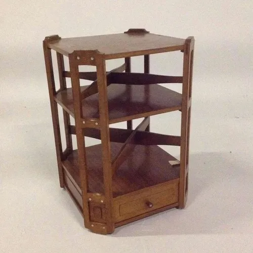 Wooden Octagonal 3 Tier Side Table With Drawer