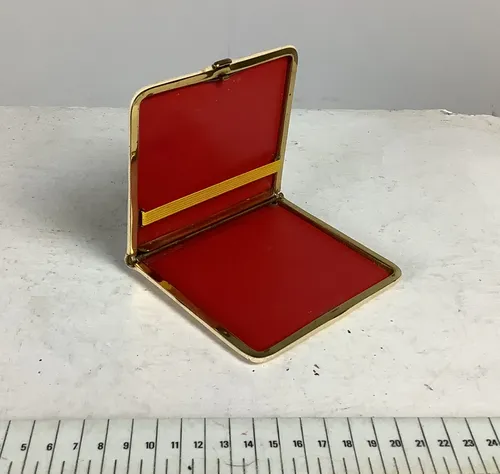 Red Lined Cream Leather Cigarette Case