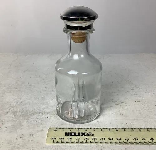 Small Glass Bottle with Metal Cork Top