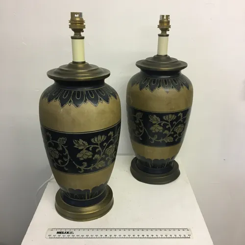 Period Navy and Brown Ceramic Table Lamp