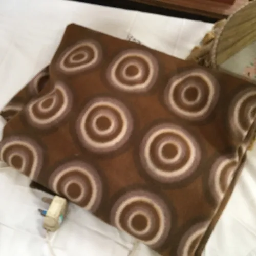 Brown Fleece Style Blanket with Circle Print