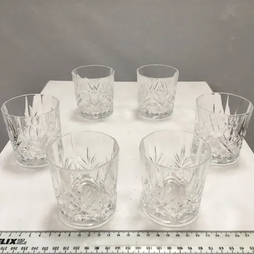 Set of 6 Cut Glass Crystal Whisky Glass 010
