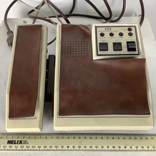 Cream and Brown Leather ITT Cordless Phone System