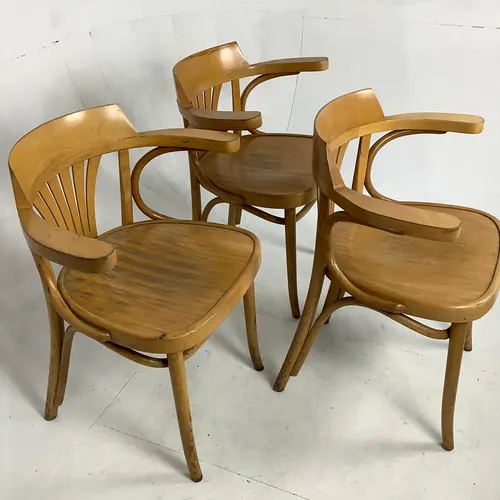 Light wood 1950s style Fan Back Bistro chair (3 Available)