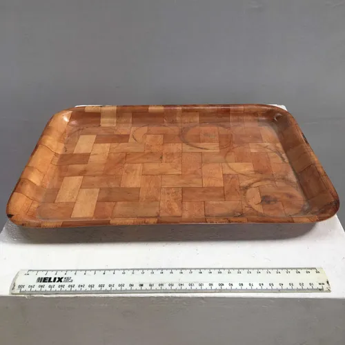 Checkered Parquet Wood Serving Tray