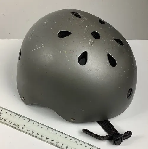 Grey Helmet with Black Straps