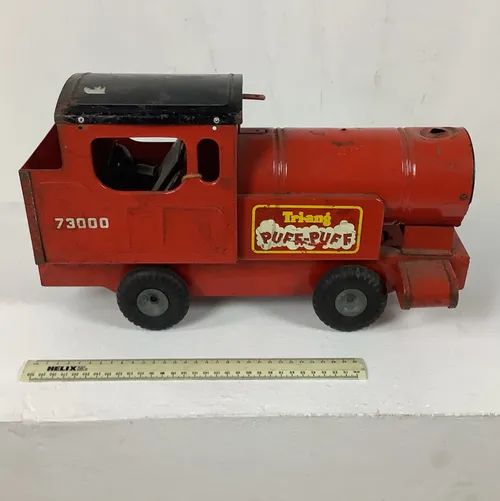 Red and Black Metal Tri Ang Puff Puff Train Toy