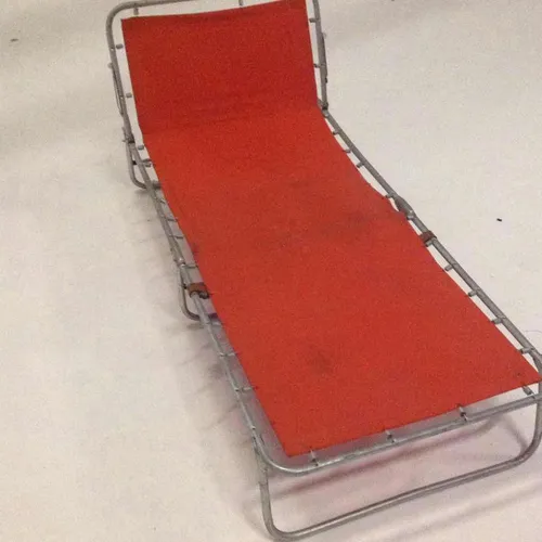 Orange / Red Period Metal Frame Camp Bed