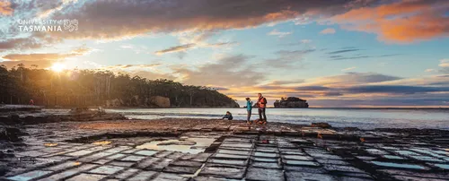 (6m) Geology students at the Tessellated Pavement, Eaglehawk Neck.
