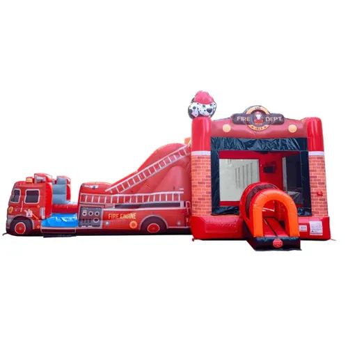 Fire Truck Bouncy Castle with slide