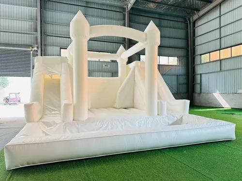 White Bouncy Double Slide with Ball Pit