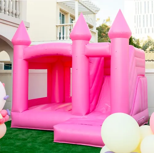 Hot Pink Bouncy Castle With Slide