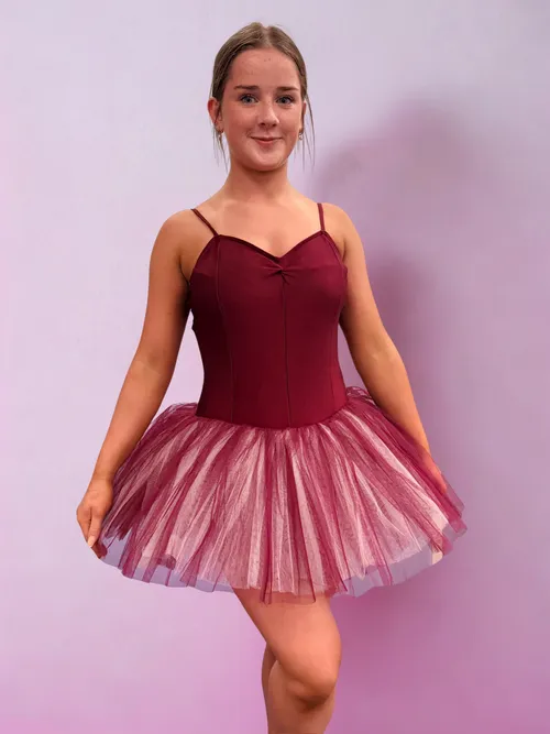 1st Positions Burgundy and White Tutu
