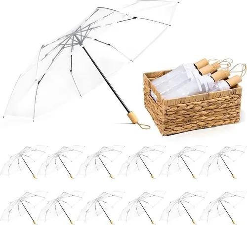 Clear Umbrellas W/Basket