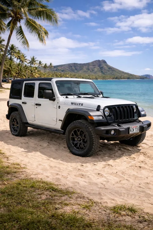 White Jeep Wrangler Unltd. Willy's Edition
