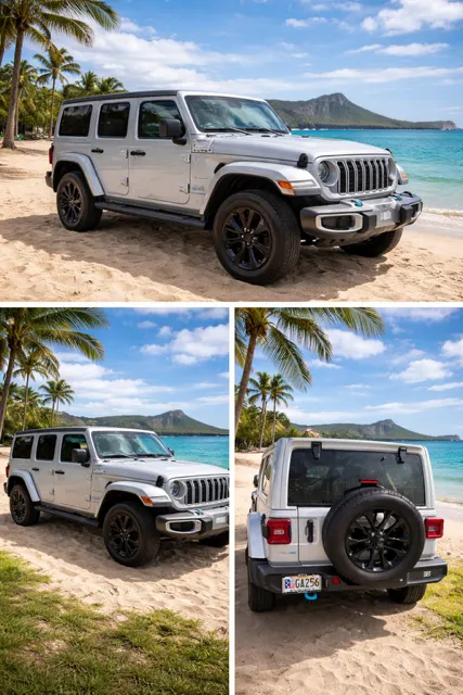 Silver Jeep Wrangler Sahara 4xe Freedom, Hard-top-Hybid