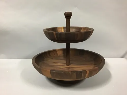 2 tier wood fruit tower 14h x15dia