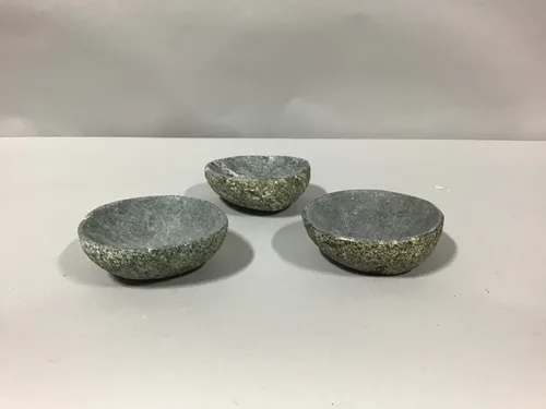 stone grey organic carved bowls 3x