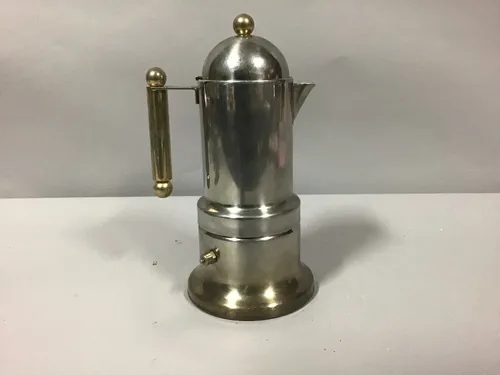 vintage espresso stovetop maker steel and brass 