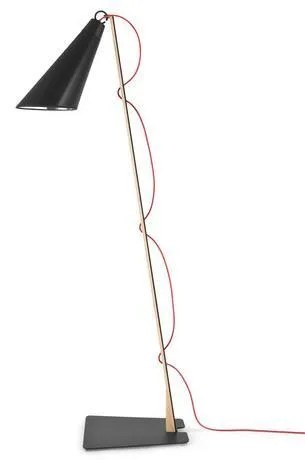 Pit black floor lamp red cord
