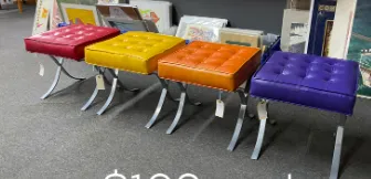 single benches, stools ,foot rest , in style barcelona 3 colors 18 x18 x18h