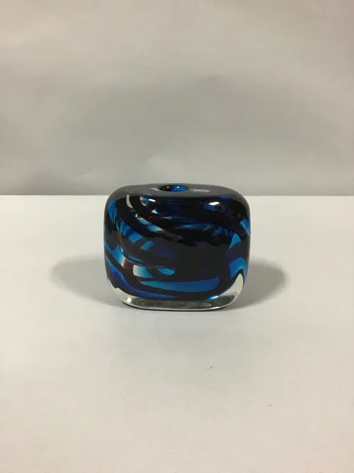 glass candle holder or bud vase blur blown glass swirl 