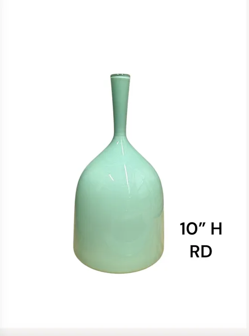 opaque green glass vase narrow top