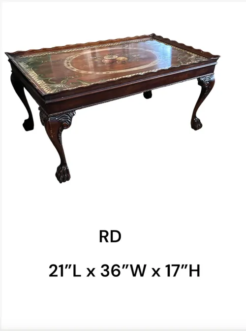 traditional 1940s georgian wood mahogany claw foot coffee table with top design rectangle