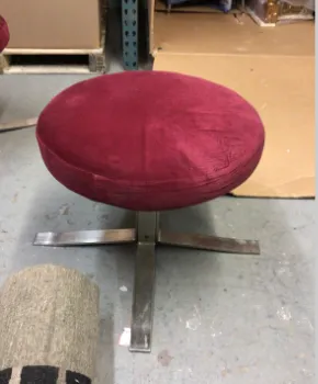 low red velvet stools steel legs mid century 