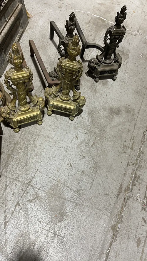 andirons brass figures