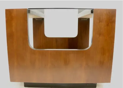 wooden mid cen side table smoke  glasstop Lane Altavista Mid-Century Modern Walnut and Glass End Tables, a Pair